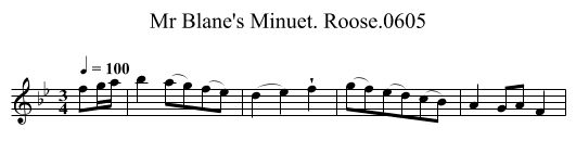 Mr Blane's Minuet. Roose.0605 - staff notation