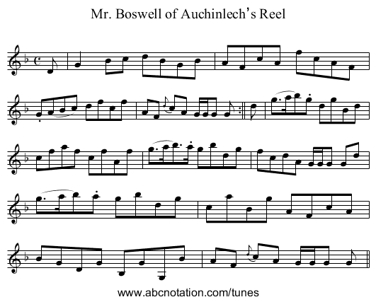 Mr. Boswell of Auchinlech’s Reel - staff notation