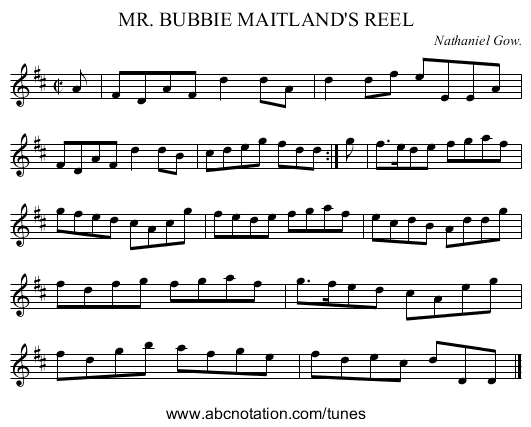 MR. BUBBIE MAITLAND'S REEL - staff notation