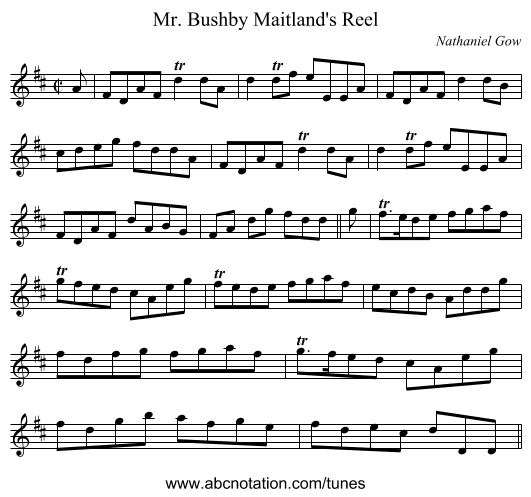 Mr. Bushby Maitland's Reel - staff notation