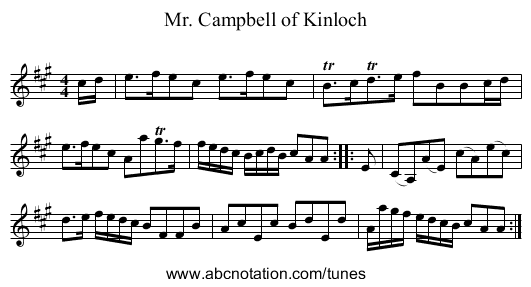 Mr. Campbell of Kinloch - staff notation