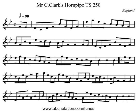 Mr C.Clark's Hornpipe TS.250 - staff notation