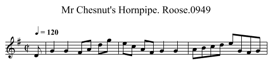 Mr Chesnut's Hornpipe. Roose.0949 - staff notation