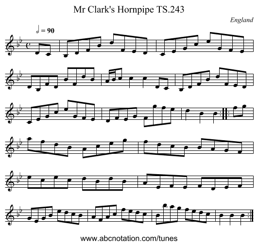 Mr Clark's Hornpipe TS.243 - staff notation