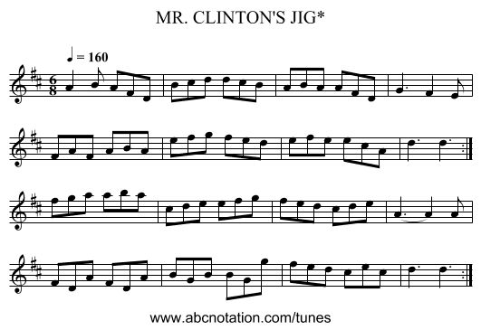 MR. CLINTON'S JIG* - staff notation