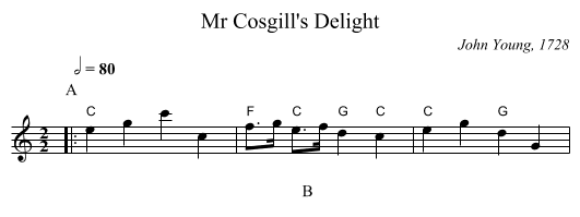 Mr Cosgill's Delight - staff notation