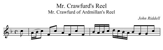 Mr. Crawfurd's Reel - staff notation