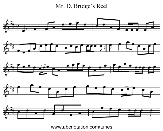 Mr. D. Bridge’s Reel - staff notation