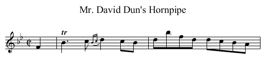 Mr. David Dun's Hornpipe - staff notation