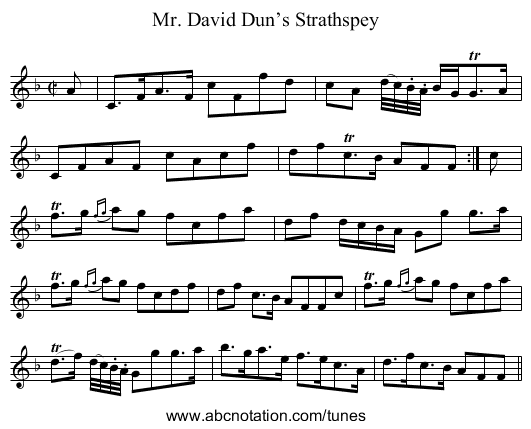 Mr. David Dun’s Strathspey - staff notation