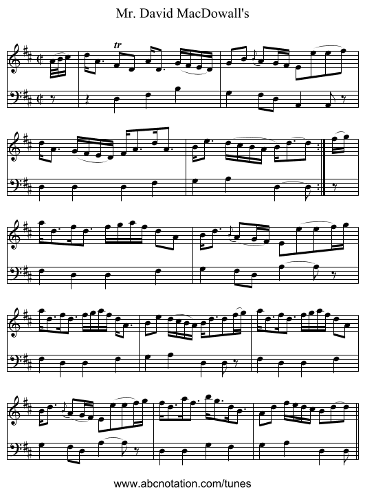 Mr. David MacDowall's - staff notation