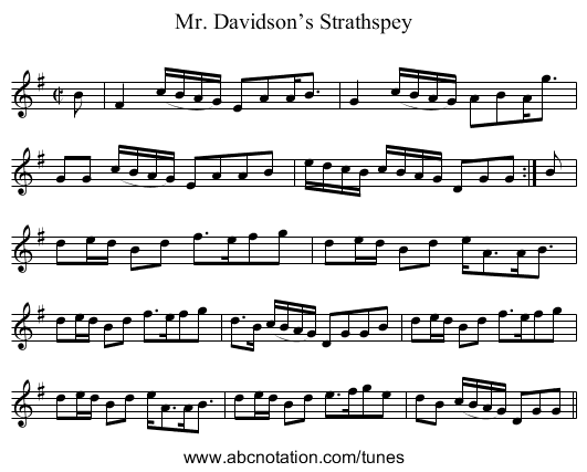 Mr. Davidson’s Strathspey - staff notation