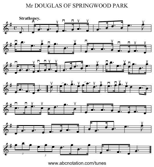 Mr DOUGLAS OF SPRINGWOOD PARK - staff notation