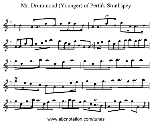 Mr. Drummond (Younger) of Perth's Strathspey - staff notation