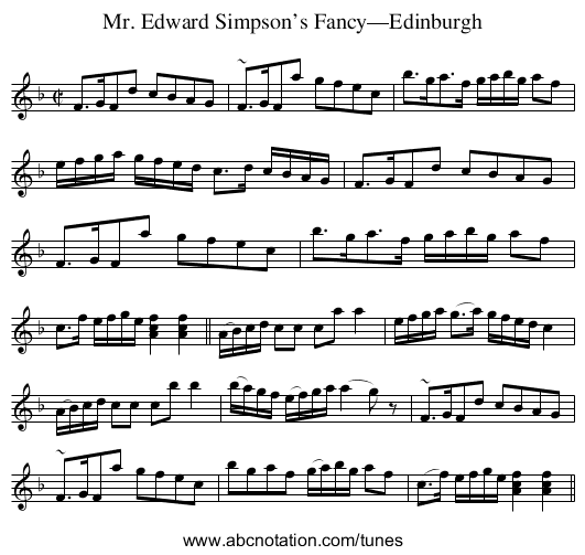 Mr. Edward Simpson’s Fancy—Edinburgh - staff notation