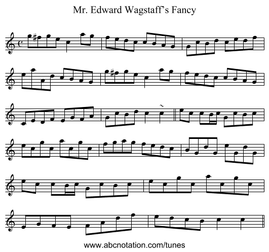 Mr. Edward Wagstaff’s Fancy - staff notation