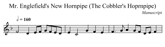 Mr. Englefield's New Hornpipe (The Cobbler's Hoprnpipe) - staff notation