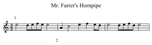Mr. Farrer's Hornpipe - staff notation