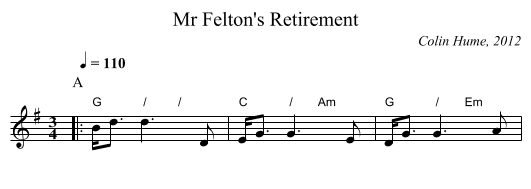 Mr Felton's Retirement - staff notation