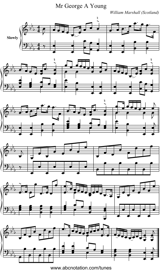 Mr George A Young - staff notation