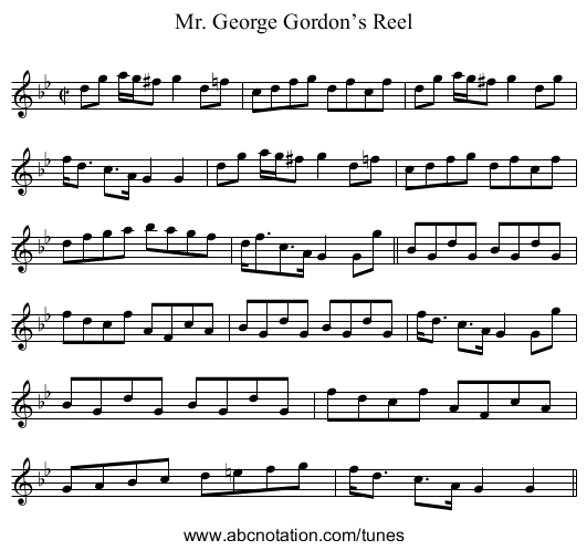 Mr. George Gordon’s Reel - staff notation