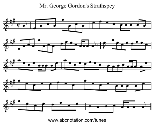 Mr. George Gordon's Strathspey - staff notation