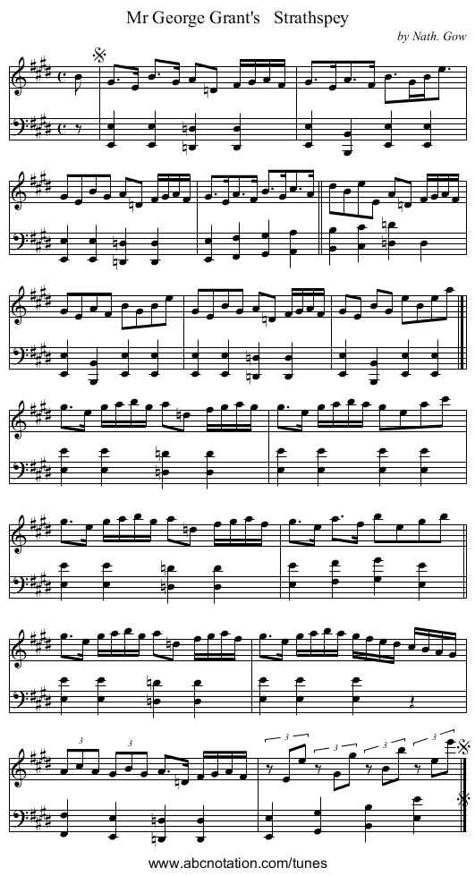 Mr George Grant's Strathspey - staff notation