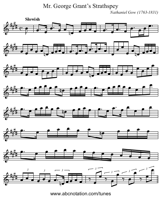 Mr. George Grant’s Strathspey - staff notation