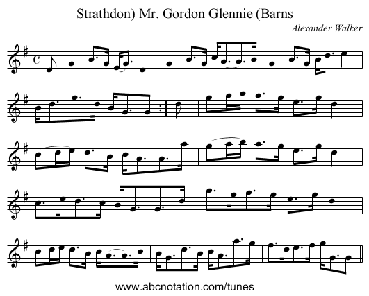 Mr. Gordon Glennie (Barns, Strathdon) - staff notation
