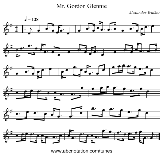 Mr. Gordon Glennie - staff notation