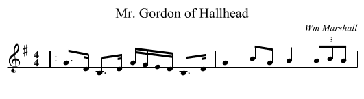 Mr. Gordon of Hallhead - staff notation