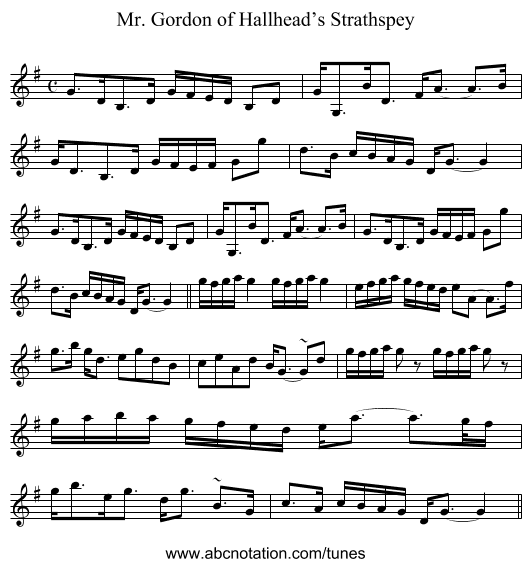 Mr. Gordon of Hallhead’s Strathspey - staff notation