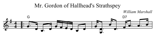 Mr. Gordon of Hallhead's Strathspey - staff notation