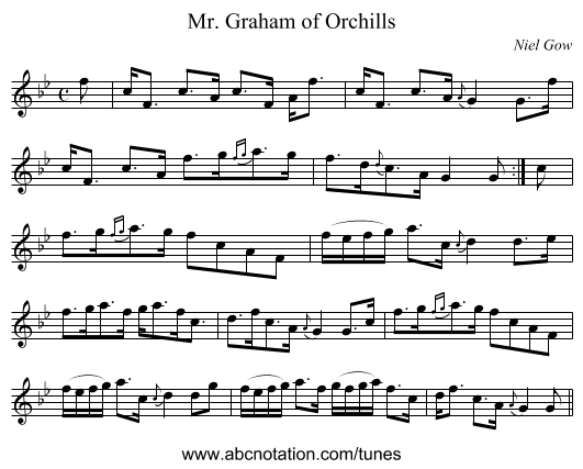 Mr. Graham of Orchills - staff notation