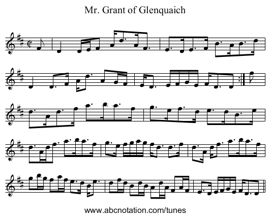 Mr. Grant of Glenquaich - staff notation