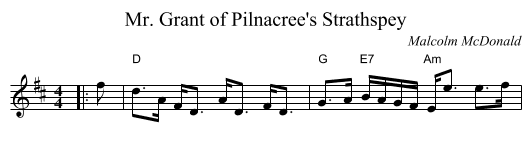 Mr. Grant of Pilnacree's Strathspey - staff notation