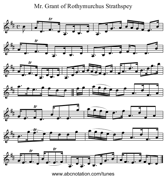 Mr. Grant of Rothymurchus Strathspey - staff notation