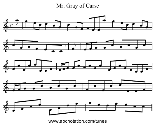 Mr. Gray of Carse - staff notation