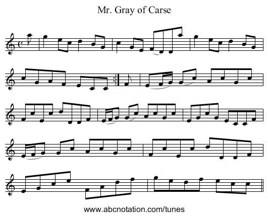 Mr. Gray of Carse - staff notation