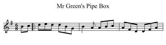 Mr Green's Pipe Box - staff notation