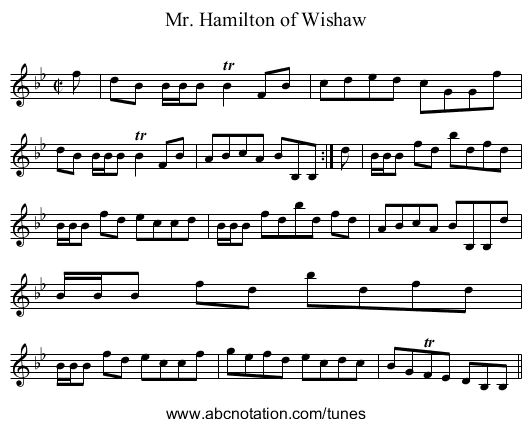 Mr. Hamilton of Wishaw - staff notation