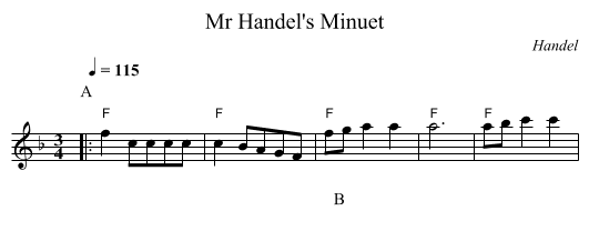 Mr Handel's Minuet - staff notation