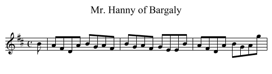 Mr. Hanny of Bargaly - staff notation