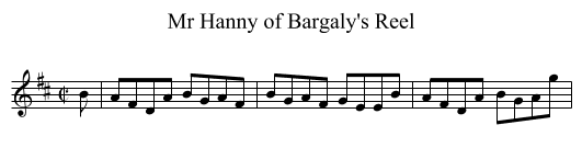 Mr Hanny of Bargaly's Reel - staff notation