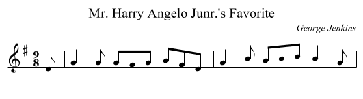 Mr. Harry Angelo Junr.'s Favorite - staff notation