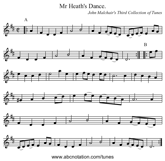 Mr Heath's Dance. - staff notation