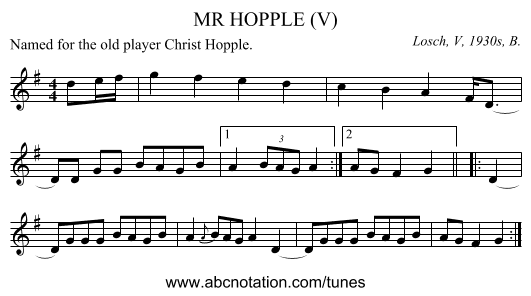 MR HOPPLE (V) - staff notation