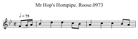 Mr Hop's Hornpipe. Roose.0973 - staff notation