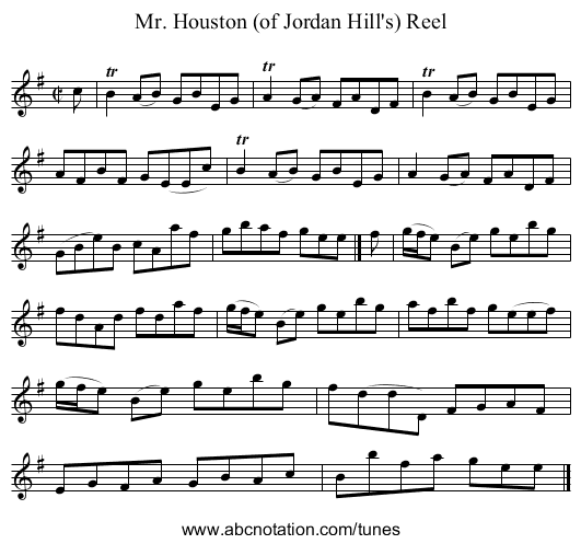Mr. Houston (of Jordan Hill's) Reel - staff notation