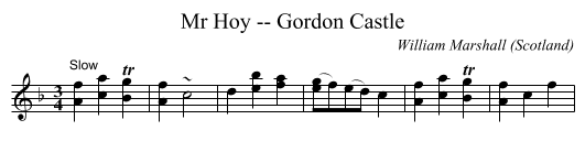 Mr Hoy -- Gordon Castle - staff notation